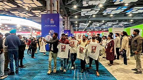 FILE | Indian Youth Congress workers staging a 'shirtless protest' at the AI Impact Summit in New Delhi last week