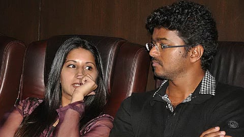 Actor-politician Vijay and his wife Sangeetha Sornalingam