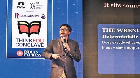 Ashok Krish, Global Head of AI, TCS, speaking at the ThinkEdu Conclave