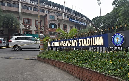 The main entrance of the M Chinnaswamy Stadium