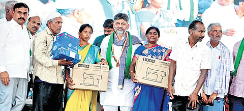 DCM DK Shivakumar attends the foundation stone laying ceremony of the YG Gudda lift irrigation project in Magadi on Wednesday