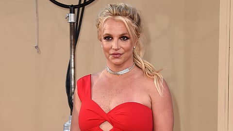 FILE - Britney Spears arrives at the Los Angeles premiere of "Once Upon a Time in Hollywood," on July 22, 2019.