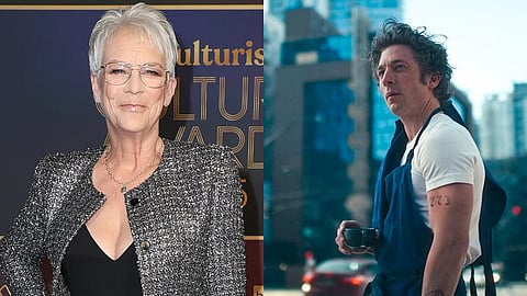 Jamie Lee Curtis and a still from The Bear season 4