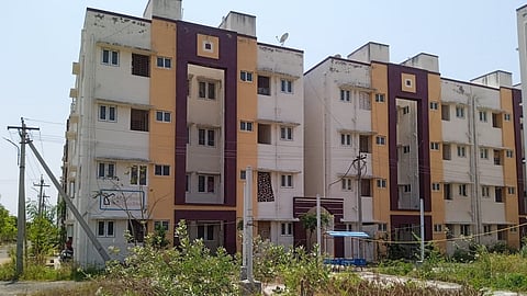 The TNUHDB settlement in Karuthapuliyampatti in Therkutheru panchayat in Melur taluk.