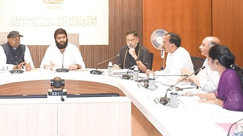 VMRDA officials chair review meeting on master plan roads on Wednesday.