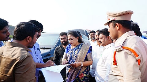 Home Minister Vangalapudi Anitha on Saturday inspects the area in Nakkapalle where the proposed Steel Plant's groundbreaking ceremony is set to take place on March 23.
