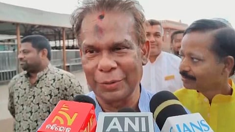 Rajya Sabha MP Dilip Ray visits Jagannath Temple to offer prayers after election victory