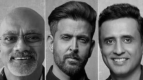 (from left) Mess's director Rajesh A Krishnan, producer Hrithik Roshan and Prime India Originals head Nikhil Madhok