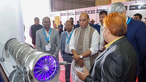 Defence Minister Rajnath Singh reviewing indigenous gas turbine projects at DRDO’s GTRE Bengaluru last month .