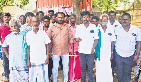 A petition was submitted by villagers to the district administration on Monday alleging police pressure during inquiry