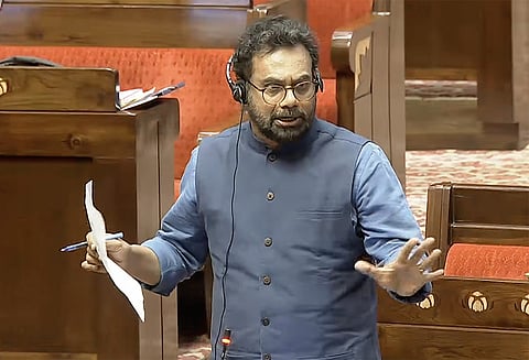 CPI (M) MP John Brittas speaks in the Rajya Sabha during the Budget Session of the Parliament, in New Delhi on Monday.