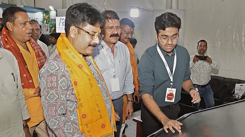 H&UD minister Krushna Chandra Mahapatra going round the 19th Home and Decor and India International Mega Trade Fair at IDCO Exhibition Ground in Bhubaneswar.