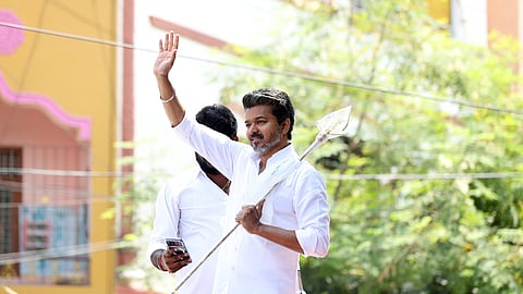 TVK chief Vijay starts his campaign at MKB Nagar for Perumbur Assembly Constituency, on Monday in Chennai