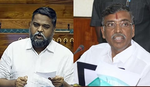 DMK’s Palacode candidate DNV S Senthilkumar(L) and AIADMK candidate KP Anbalagan(R)