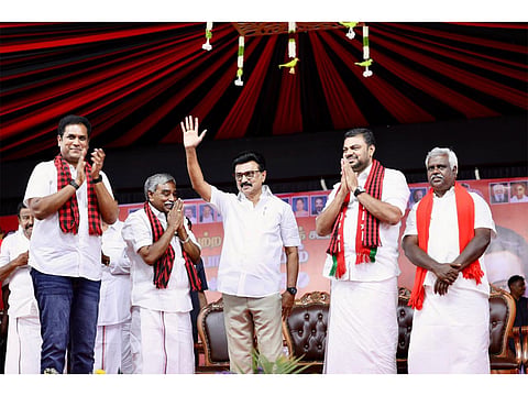 The survey indicates a strong lead for DMK and its allies, while the AIADMK and its coalition are projected to win between 38 and 42 seats, capturing 29% of the vote share.