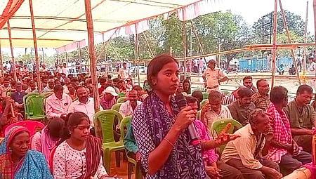 People attending the gram sabha in Angikla village