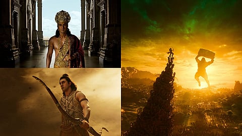 Stills from the teaser of Nitesh Tiwari's Ramayana along with a snapshot of the first glimpse of SS Rajamouli's Varanasi