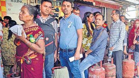 Citizens across the city are seen standing in long queues for several days now to procure an LPG cylinder