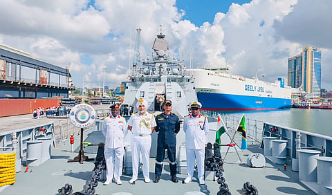 INS Trikand docks in Tanzania's Dar-es-Salaam.
