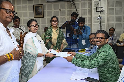 In this image posted on April 8, 2026, West Bengal Chief Minister and TMC candidate from Bhabanipur constituency, Mamata