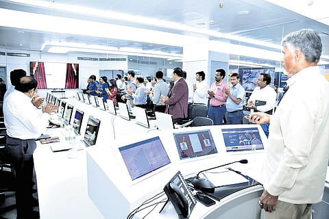 CM Nara Chandrababu Naidu launches Aware 2.0 mobile application at the RTGS at the State Secretariat in Velagapudi on Tuesday