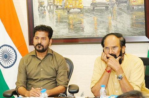 Chief Minister A Revanth Reddy with Irrigation Minister Uttam Kumar Reddy