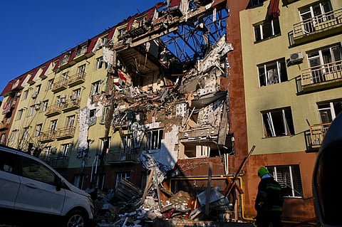 damaged building in Ukraine's Odesa