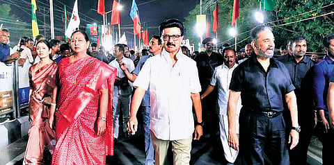 CM Stalin campaigns with Premalatha and Kamal Haasan in Salem