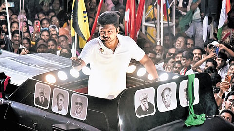 Deputy Chief Minister Udhayanidhi Stalin campaigning in Chennai