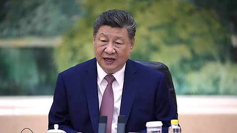 China's President Xi Jinping holds a talk with Russia's Foreign Minister Sergey Lavrov at the Great Hall of the People in Beijing, China, on Wednesday, April 15, 2026.