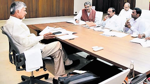CM Nara Chandrababu Naidu holding a review meeting on Finance department at the State Secretariat in Velagapudi on Thursday