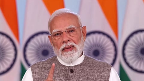 Prime Minister Narendra Modi addressing the nation a day after the women's quota bill was defeated in Lok Sabha.