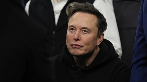 Elon Musk attends the finals for the NCAA wrestling championship, March 22, 2025, in Philadelphia.