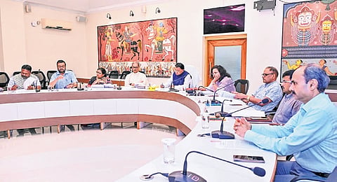 CM Mohan Charan Majhi chairing the state cabinet meeting in Lok Seva Bhavan