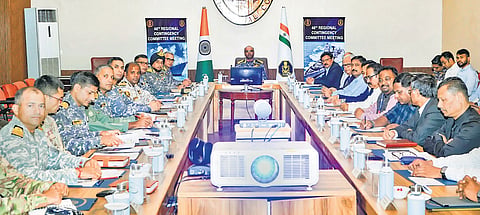 Vice Admiral Susheel Menon chairs the 48th Regional Contingency Committee (East) meeting in Visakhapatnam.