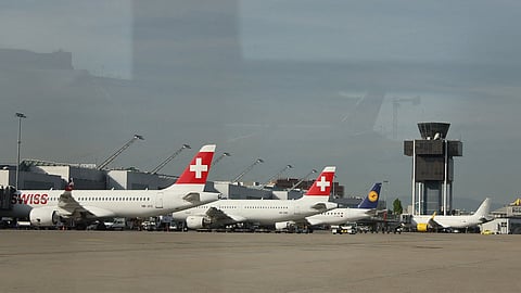 Swiss airplane catches fire during takeoff, Delhi airport declares an emergency.