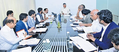 CM Nara Chandrababu Naidu addressing a review meeting on Energy department’s performance on Monday