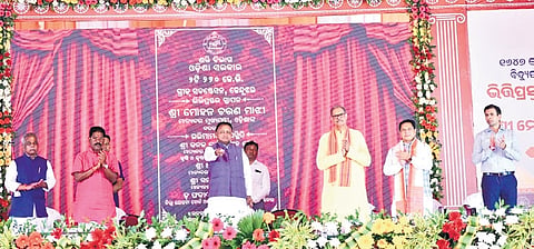 CM Mohan Charan Majhi, dy CM KV Singh Deo and other guests at the event