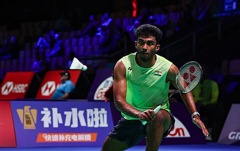 Ayush Shetty in action on Wednesday