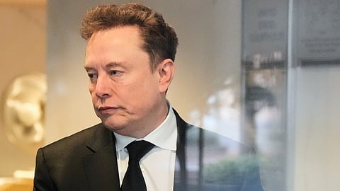 Elon Musk arrives at the U.S. District Court in Oakland, Calif., Tuesday, April 28, 2026.