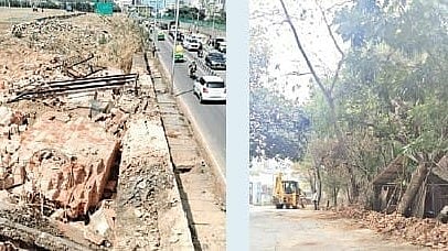 Dangerous walls on Binny Mill (L) and Malleswaram were razed.