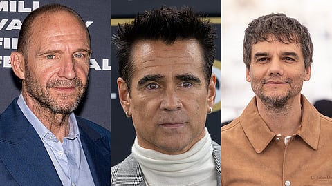 From L to R: Ralph Fiennes, Colin Farrell, and Wagner Moura