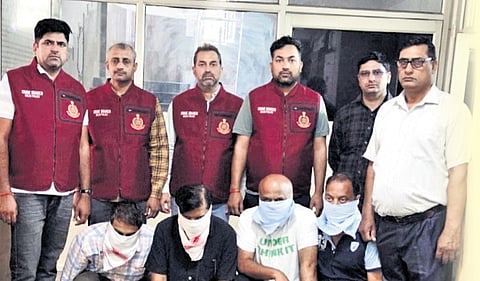 The accused in police custody on Monday.