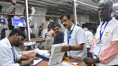 Counting of votes underway at Anna University in Chennai, Monday, May 4, 2025.