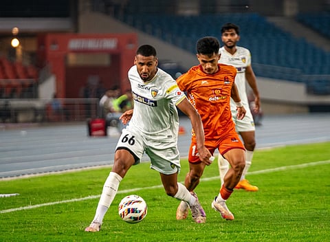 Action from the match between Chennaiyin and Punjab FC