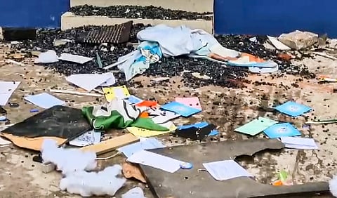 Wreckage is seen at the TMC office following the West Bengal Assembly election result, in Asansol, Tuesday, May 5, 2026. Incidents of arson and vandalism at offices of the Trinamool Congress were reported across the state.