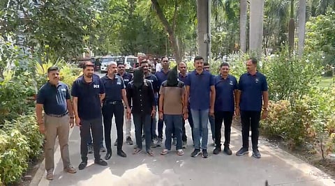 Arrested accused in police custody.