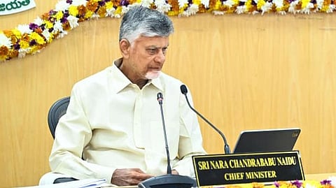 CM Nara Chandrababu Naidu during the collectors conference at Secretariat in Velagapudi on Friday.