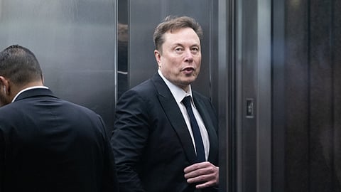 Elon Musk arrives to court at the Ronald V. Dellums Federal Building on April 30, 2026 in Oakland, California.