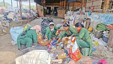 Solid waste being segregated at one of the Wealth Centres in Sambalpur.